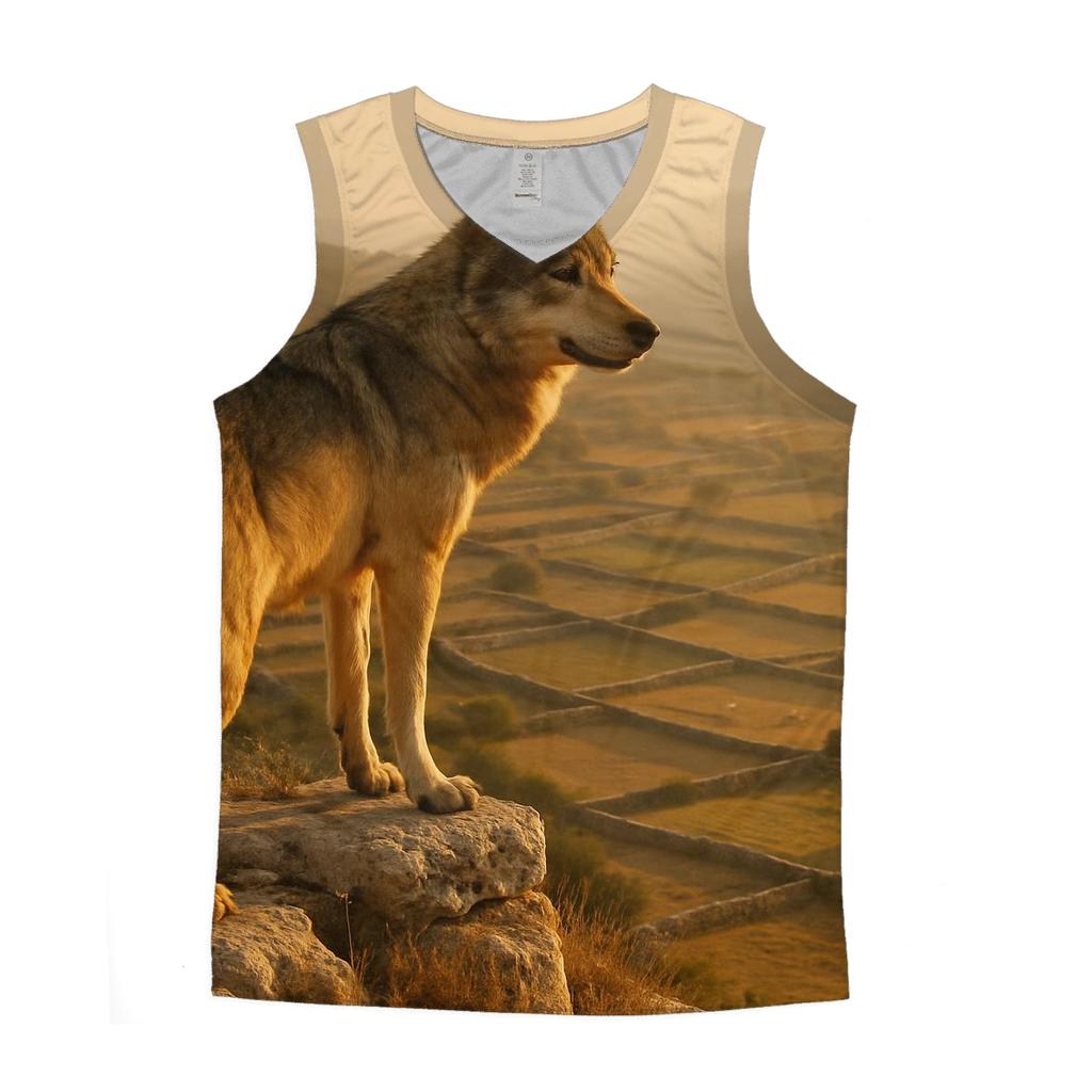 Shepherds Perch Wolf Above Pasture trendy fitted tank tops