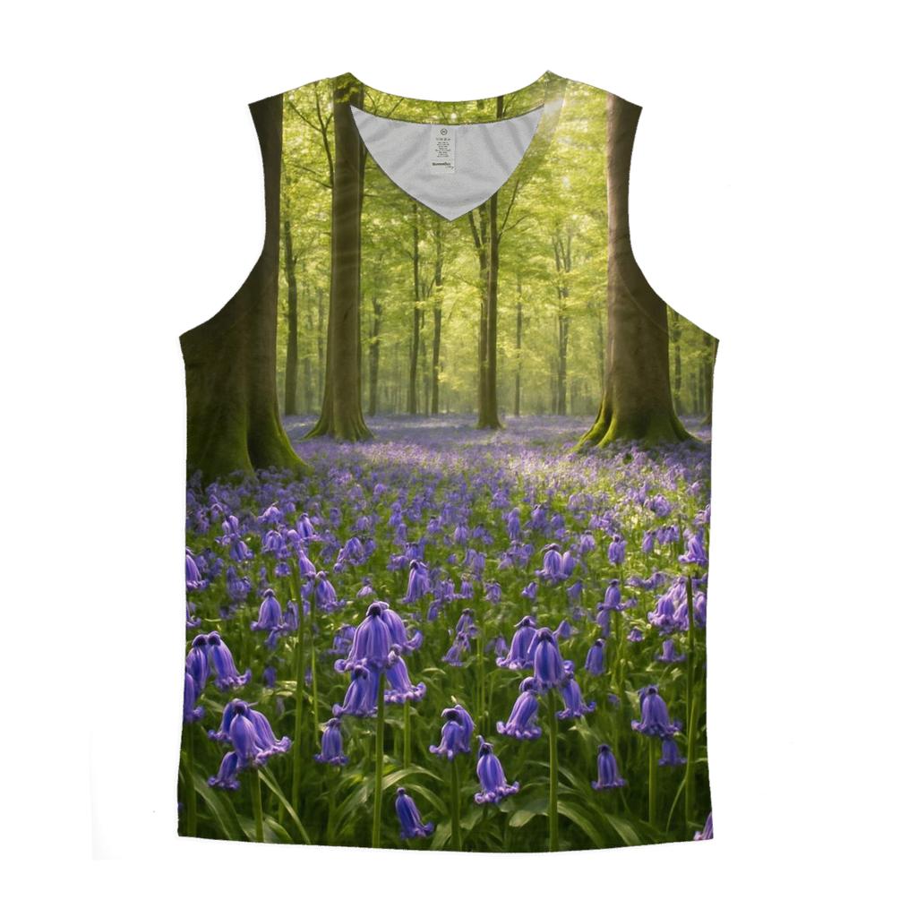 Bluebells In Ancient Beechwood cotton sleeveless tops