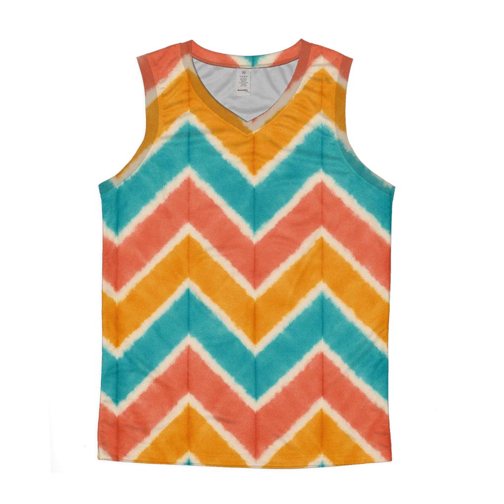Coral Chevron Accordion Waves custom tank tops