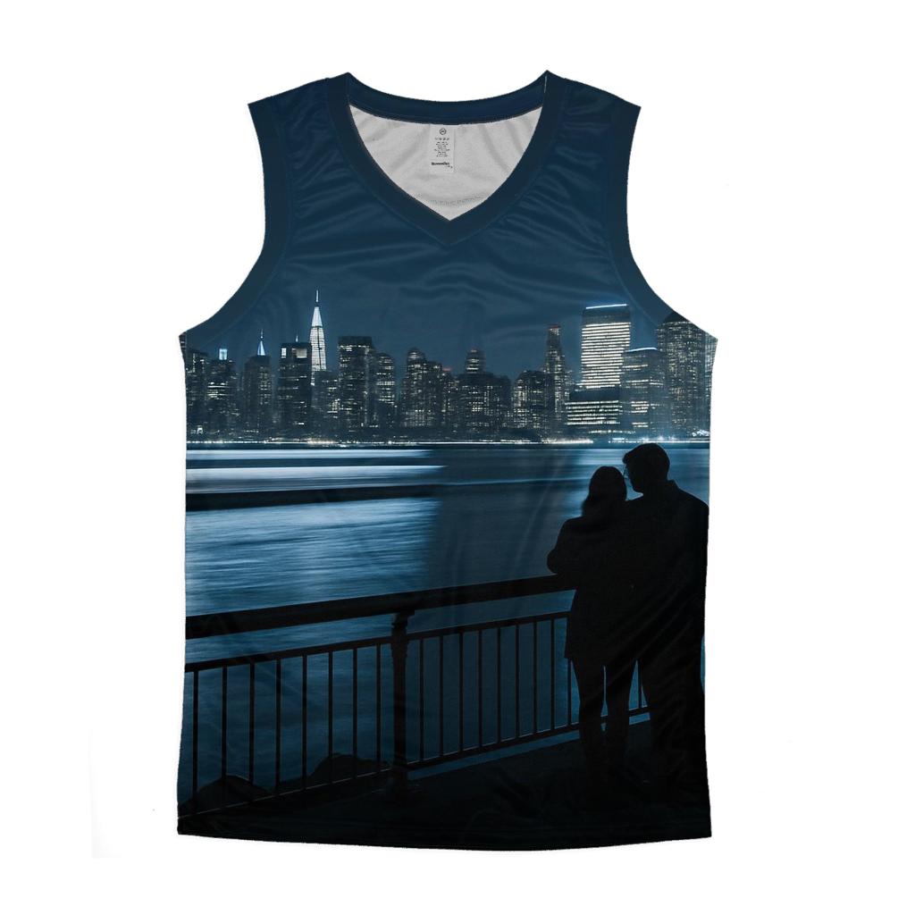 Nighttime Reflections From Hoboken Waterfront designer workout tanks