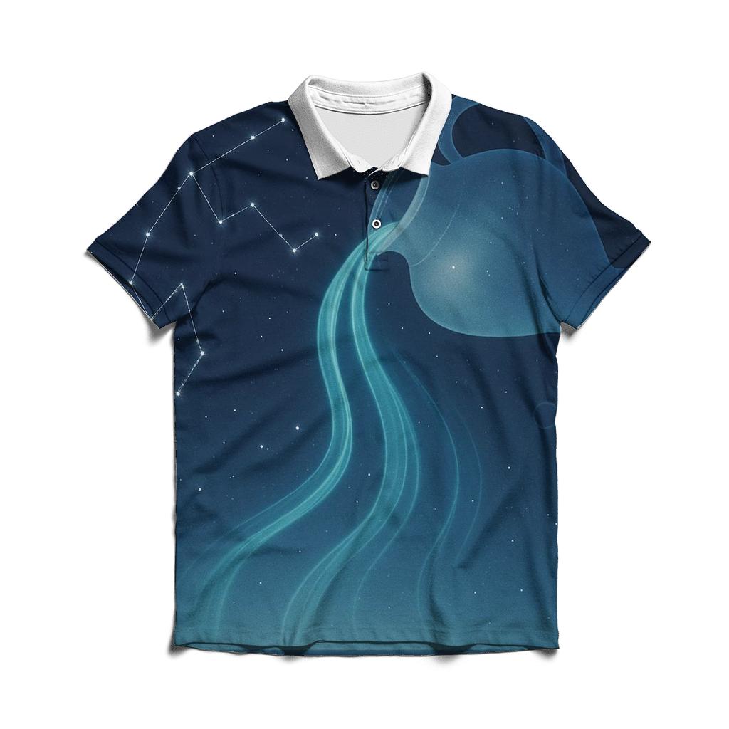 Luminous Aquarius Star Cascade designer slim fit polos