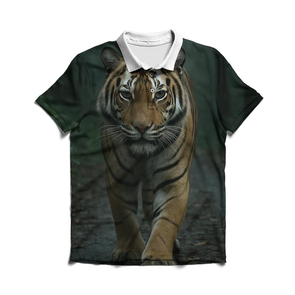 Tiger Patrolling Monsoon Forest classic pique polos