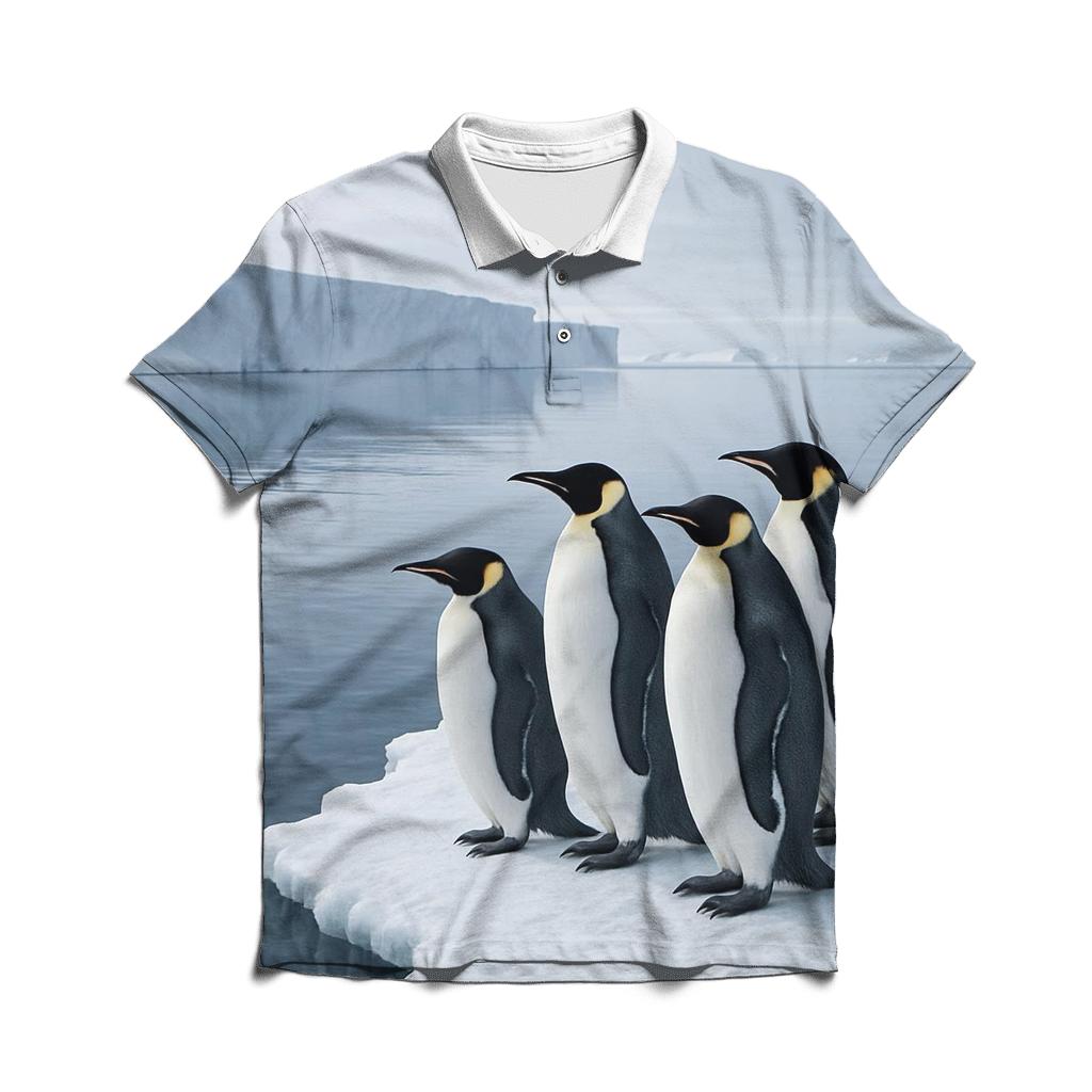 Emperor Penguins On Sea Ice Edge custom polo shirts