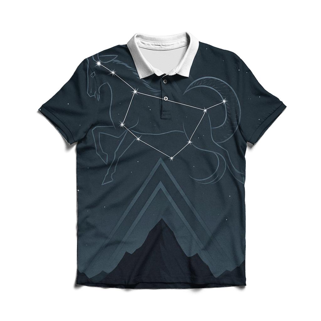 Capricorn Mountain Gate Star Chart classic pique polos