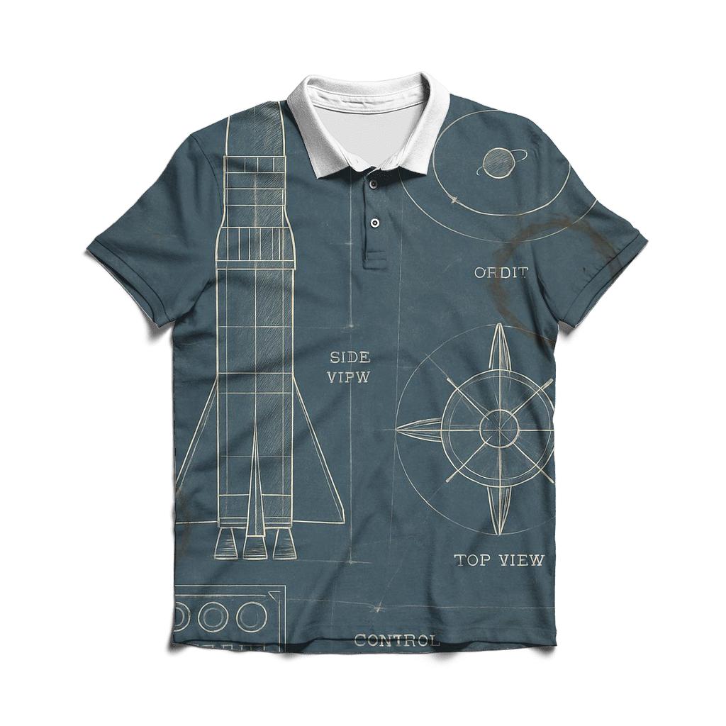 Vintage Space Program Blueprint Sheet casual sports polo shirts