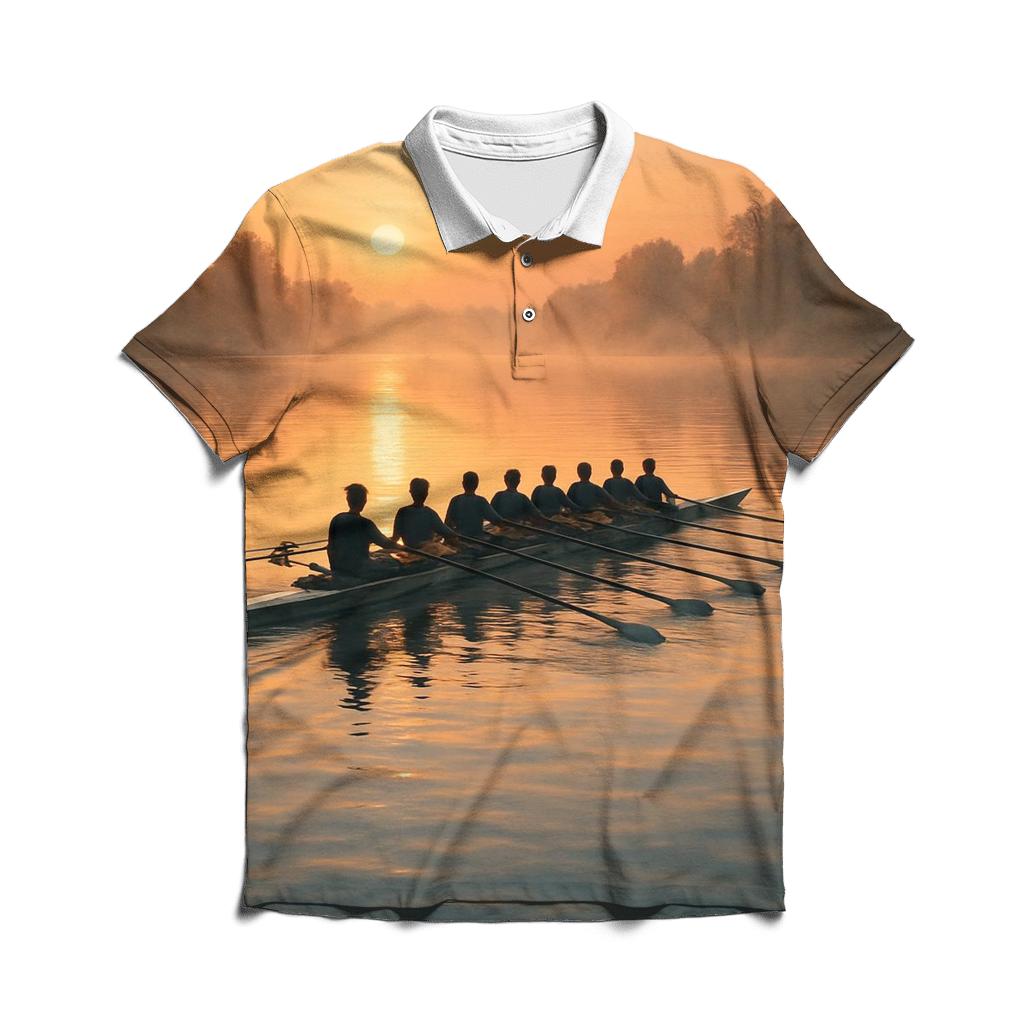 Rowing Team Sunrise Rhythm stylish collar polo tees