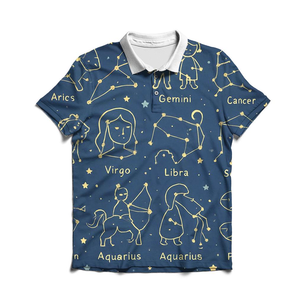 Childs Zodiac Story Sky Mural casual sports polo shirts