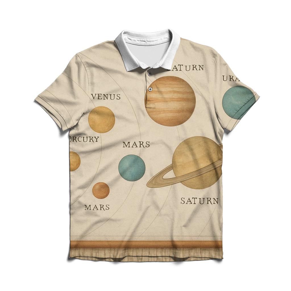 Retro Classroom Solar System Chart casual sports polo shirts