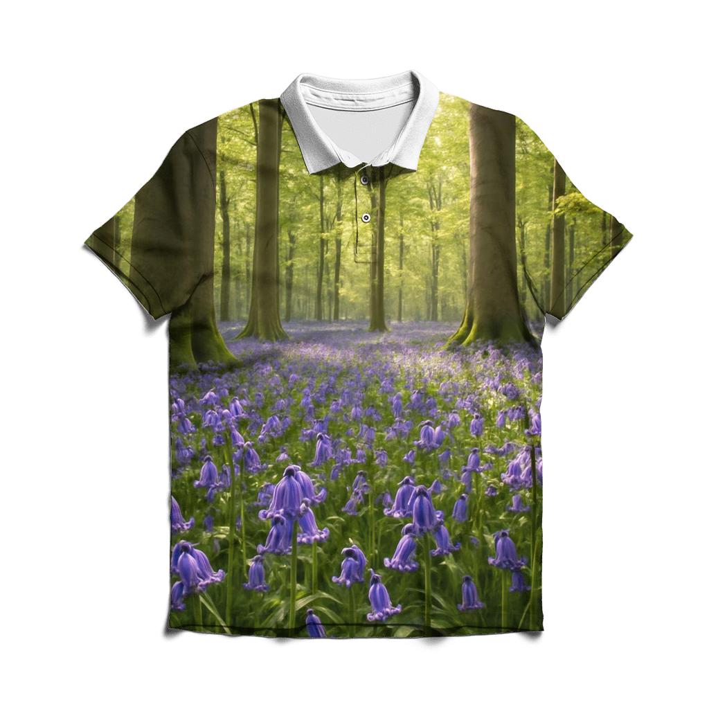 Bluebells In Ancient Beechwood embroidered polo tops