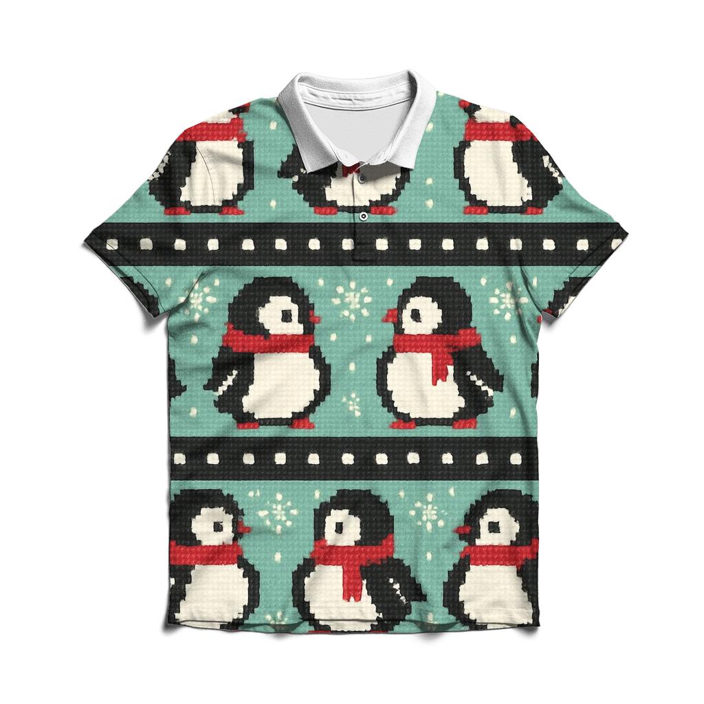 Polar Penguin Polka Stripe Design premium cotton polo shirts