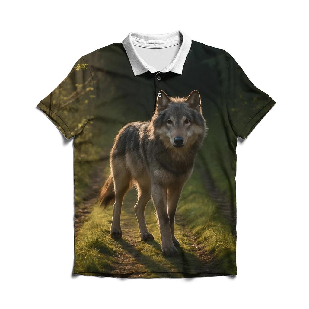 Abandoned Logging Road Wolf Encounter personalized polo shirts