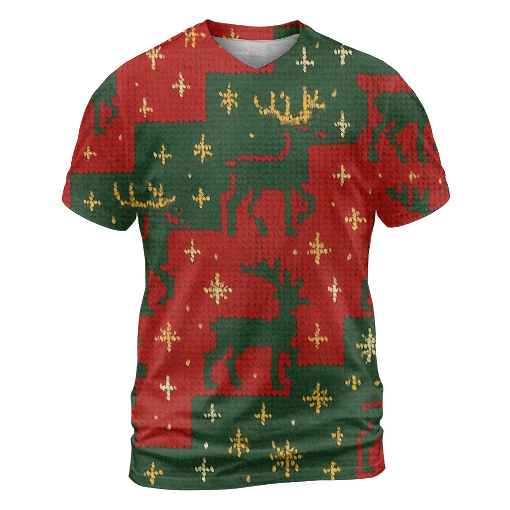 Tinsel Reindeer Staircase Design artistic all-over print tops