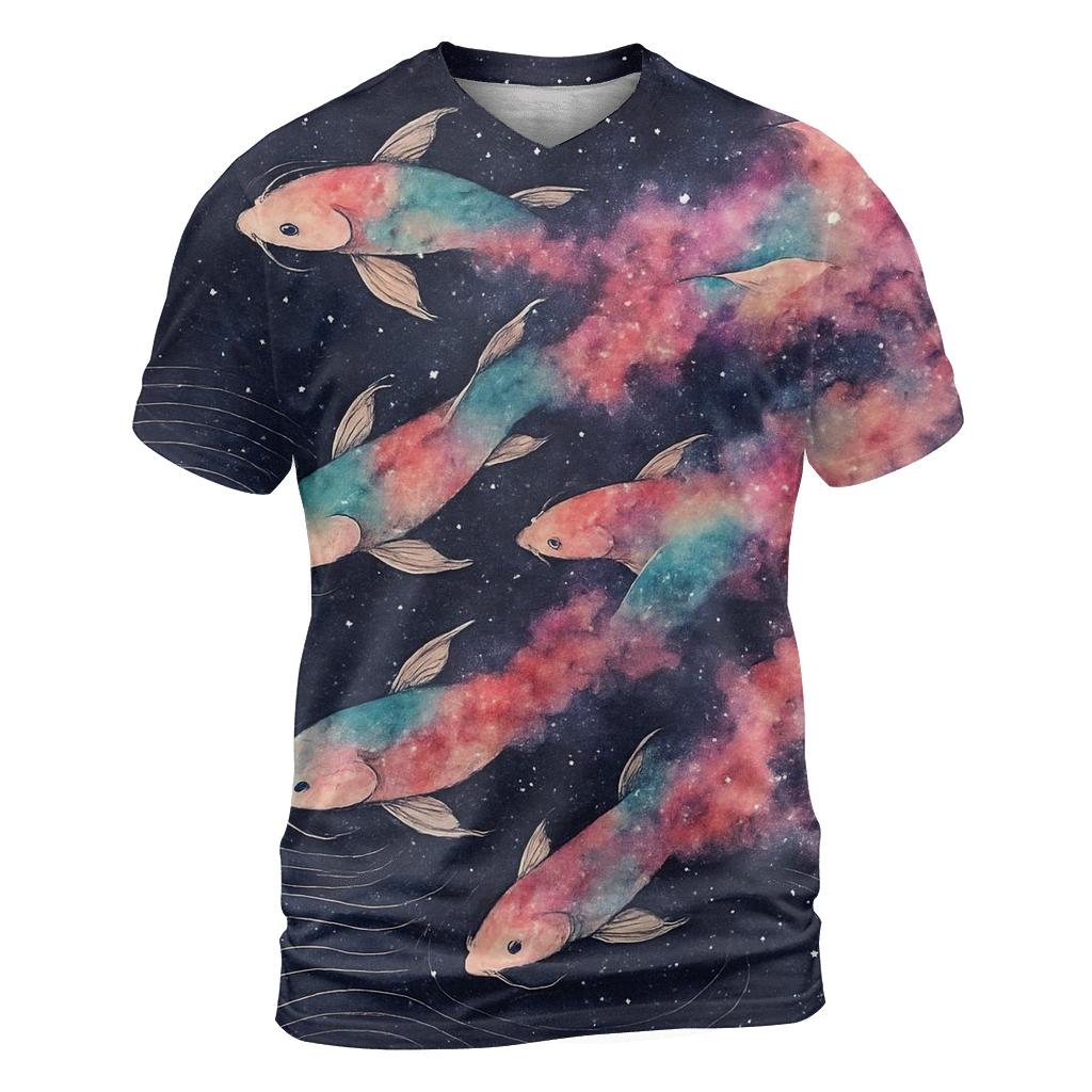 Nebula Ink Koi Stream creative print fashion shirts