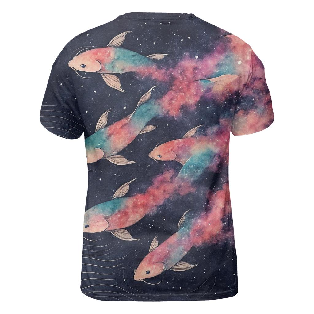 Nebula Ink Koi Stream creative print fashion shirts