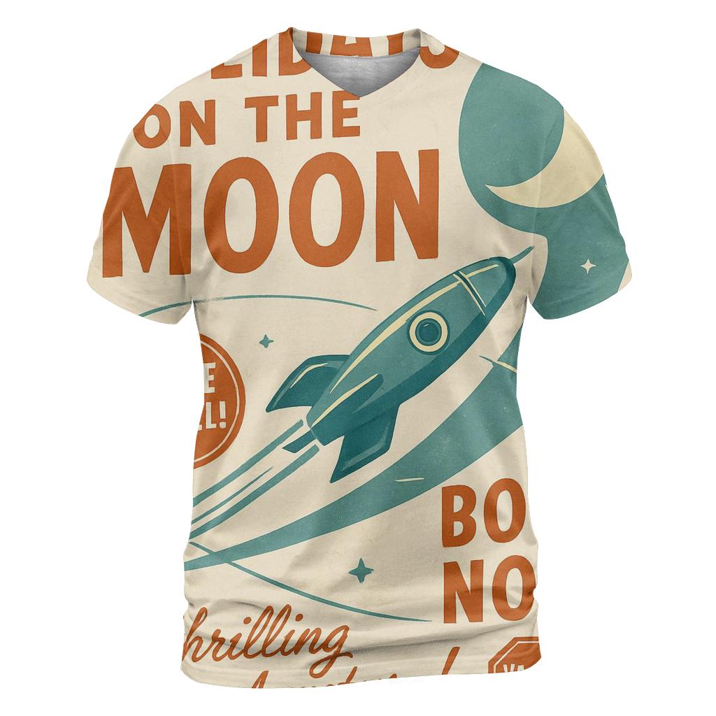 Retro Lunar Travel Agency Ad statement graphic shirts