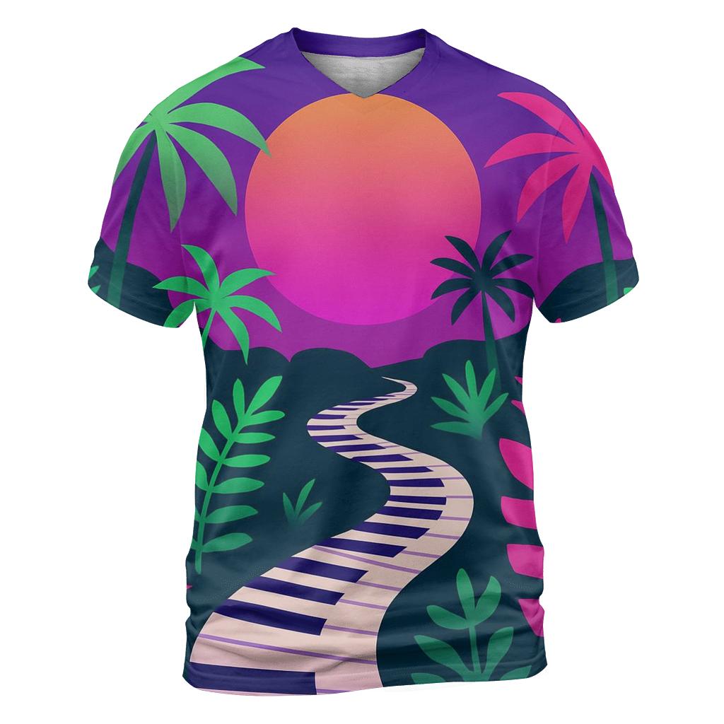 Retro Synth Jungle creative print fashion shirts