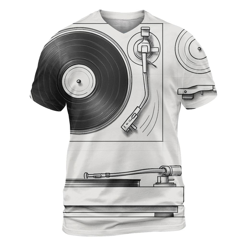 Monochrome Turntable Blueprint statement graphic shirts
