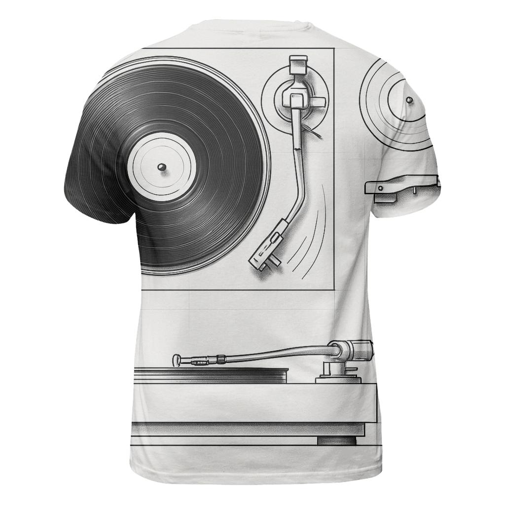 Monochrome Turntable Blueprint statement graphic shirts
