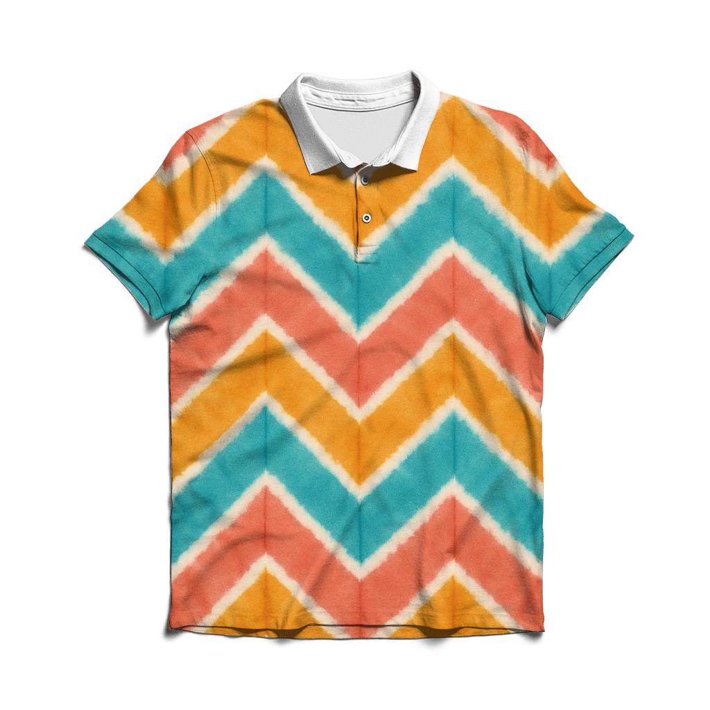 Coral Chevron Accordion Waves casual sports polo shirts