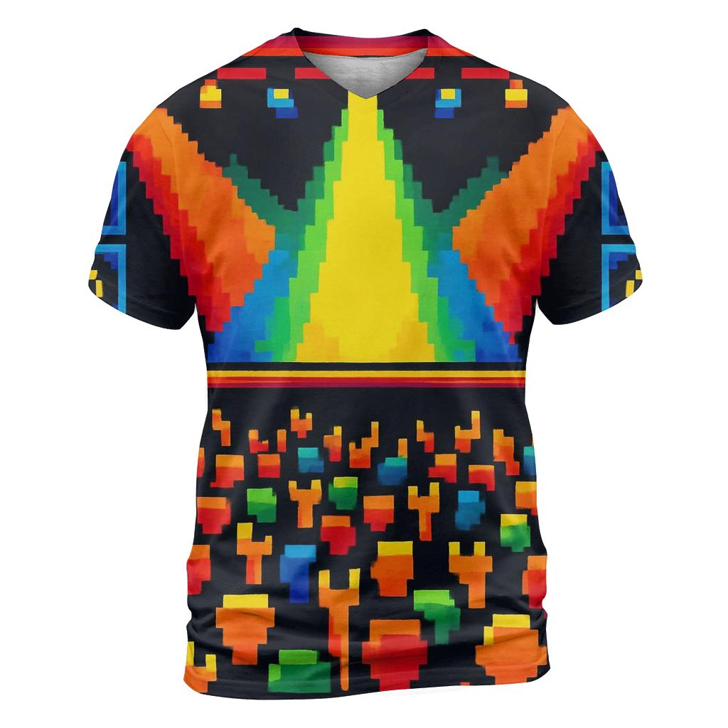 Pixel Crowd Festival artistic all-over print tops