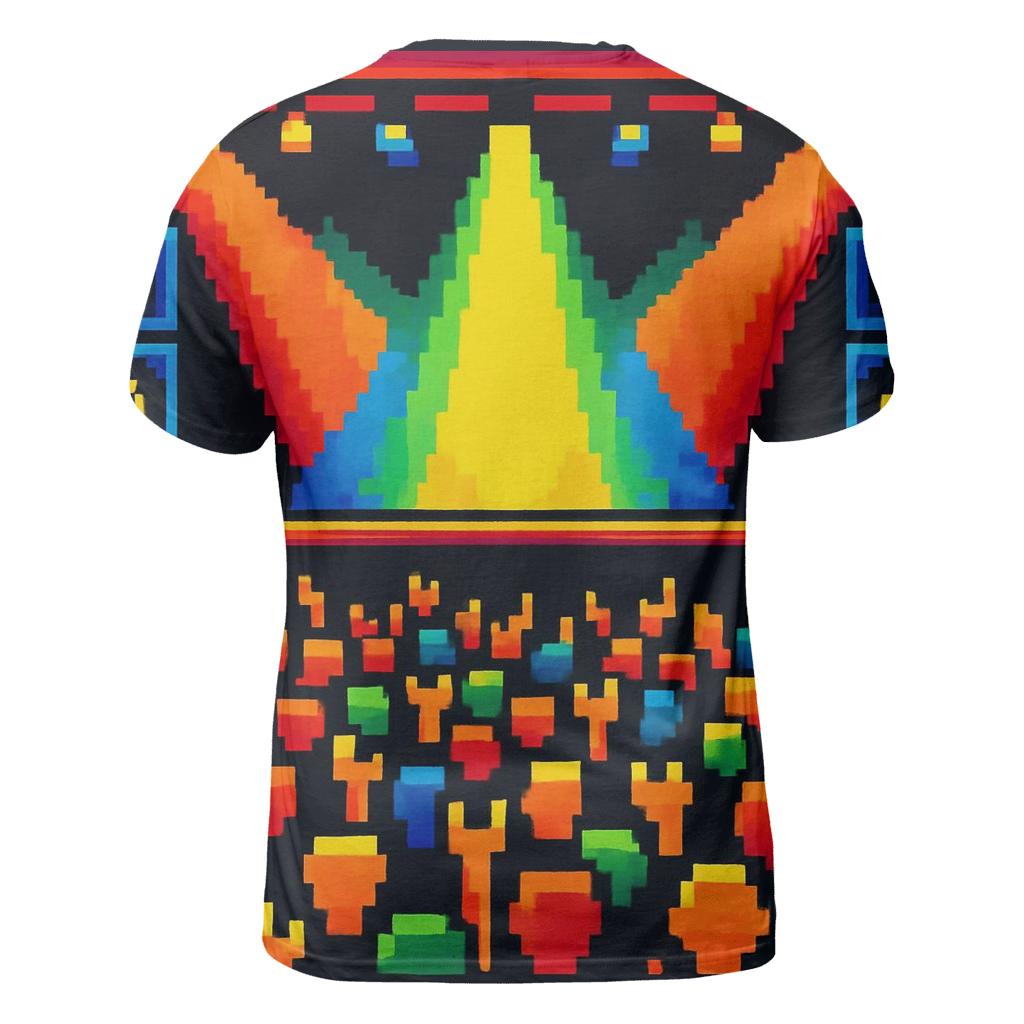 Pixel Crowd Festival artistic all-over print tops