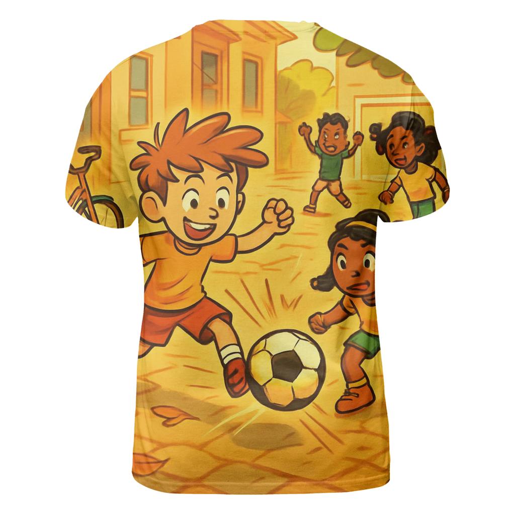 Youth Street Soccer Dreams vibrant all-over design tees
