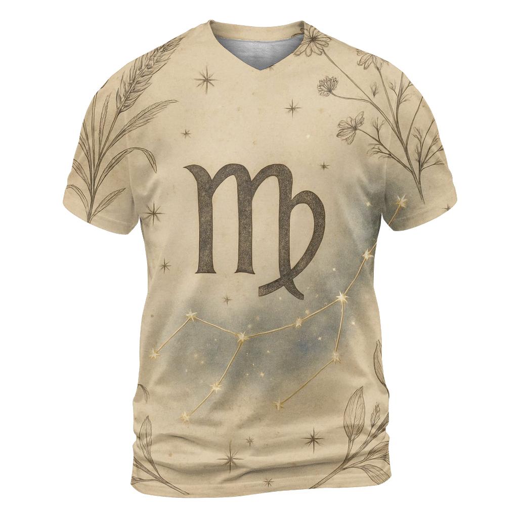 Virgo Starlit Herbarium Chart creative print fashion shirts