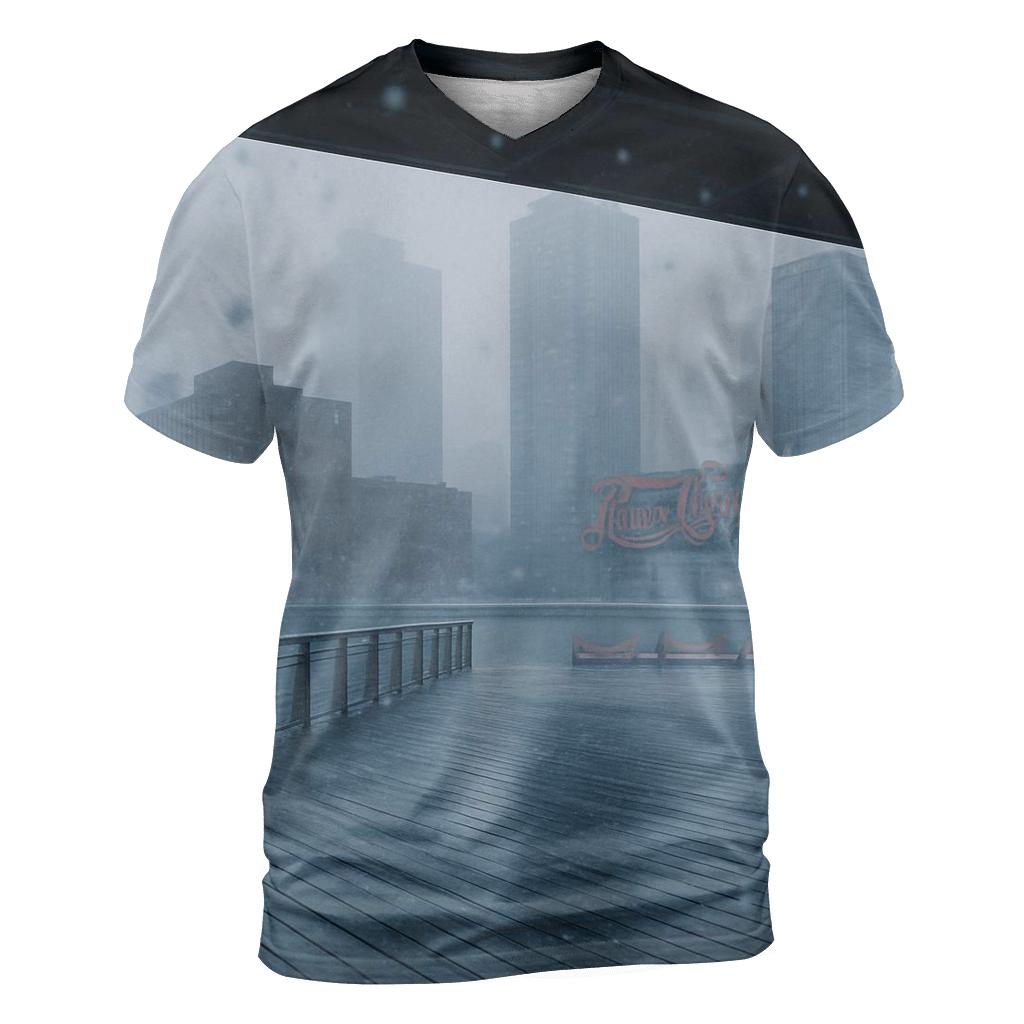 Snowfall Over East River And Long Island City Skyline vibrant all-over design tees