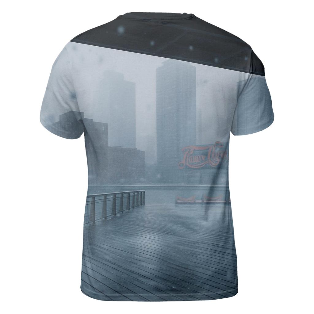 Snowfall Over East River And Long Island City Skyline vibrant all-over design tees