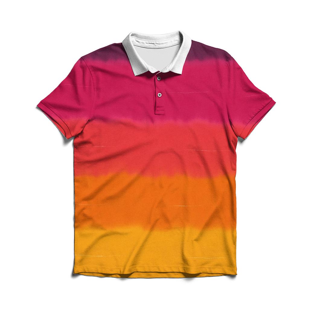 Sunset Horizon Stripe Dip Dye designer slim fit polos