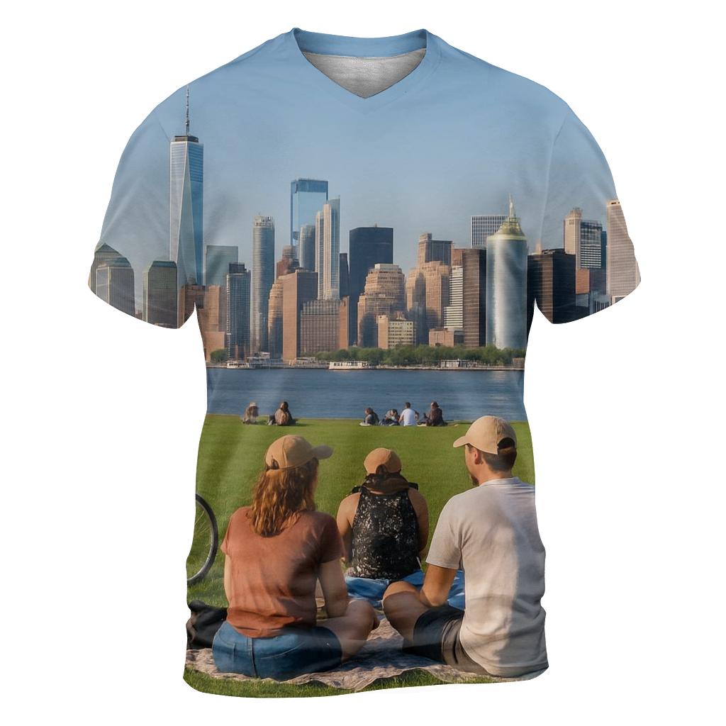 Governors Island Picnic With Financial District Skyline personalized full print shirts