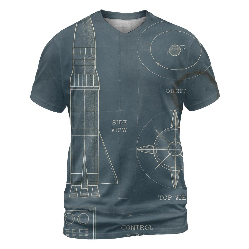 Vintage Space Program Blueprint Sheet artistic all-over print tops