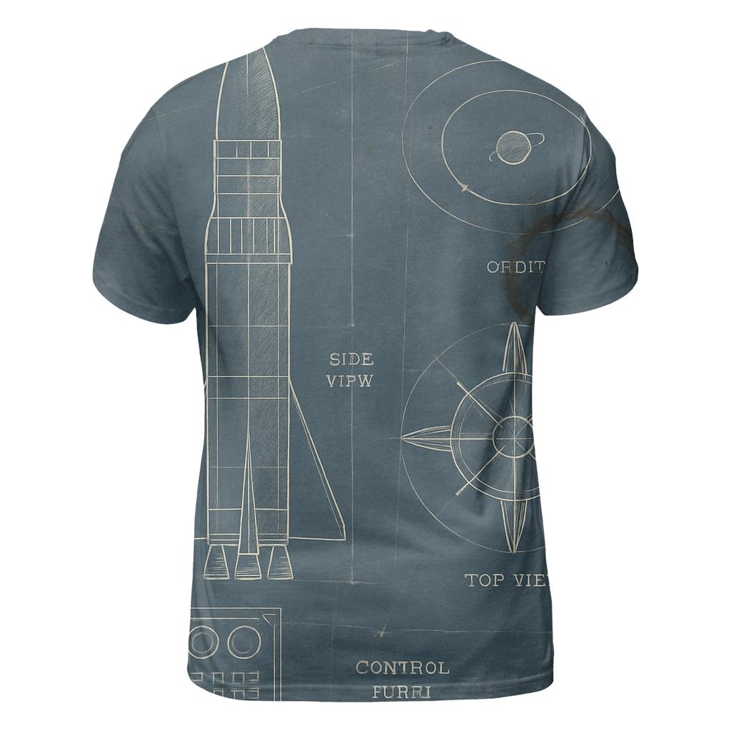 Vintage Space Program Blueprint Sheet artistic all-over print tops