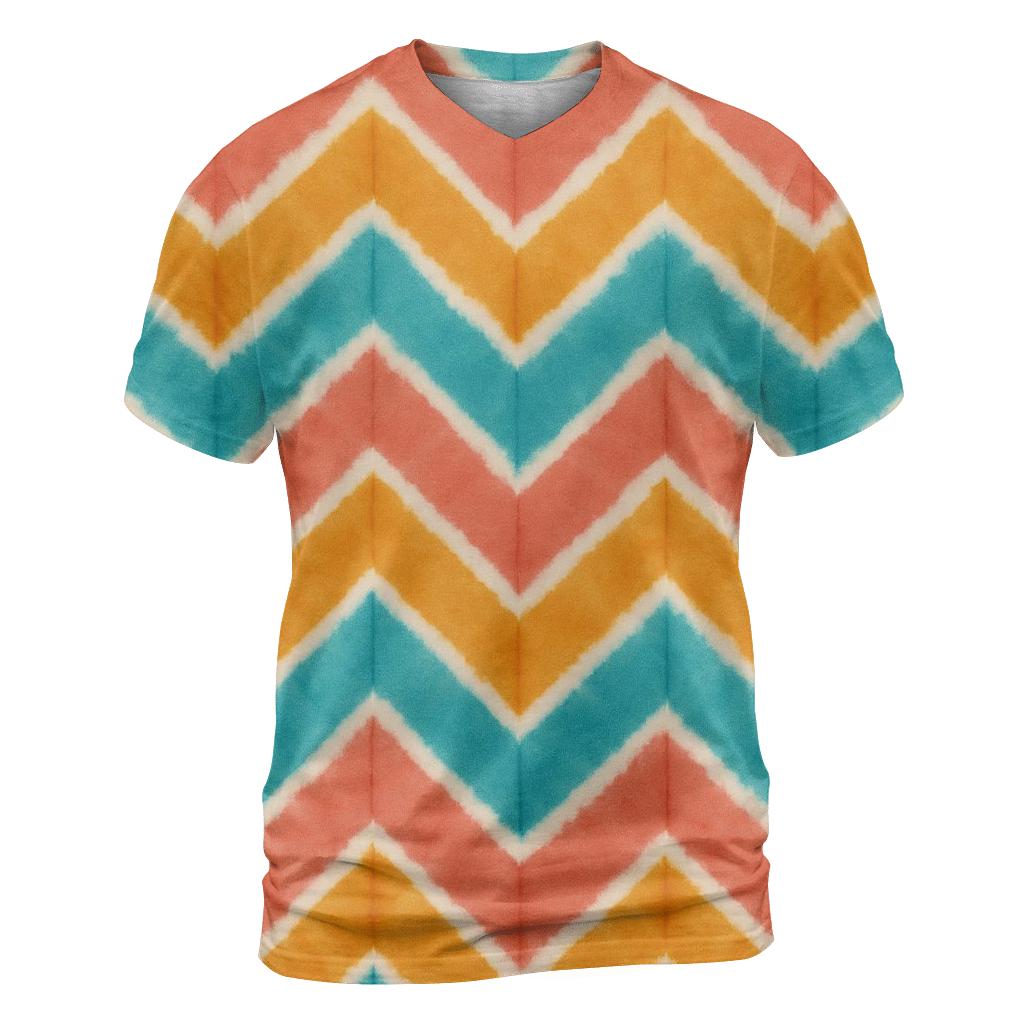 Coral Chevron Accordion Waves trendy printed shirt styles