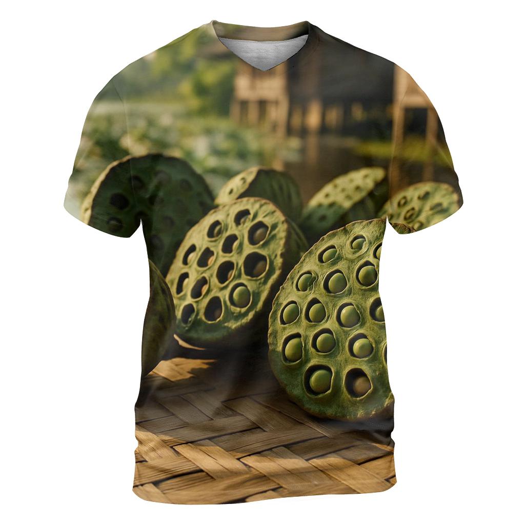 Lotus Seeds Drying On Bamboo Mat custom all-over print shirts