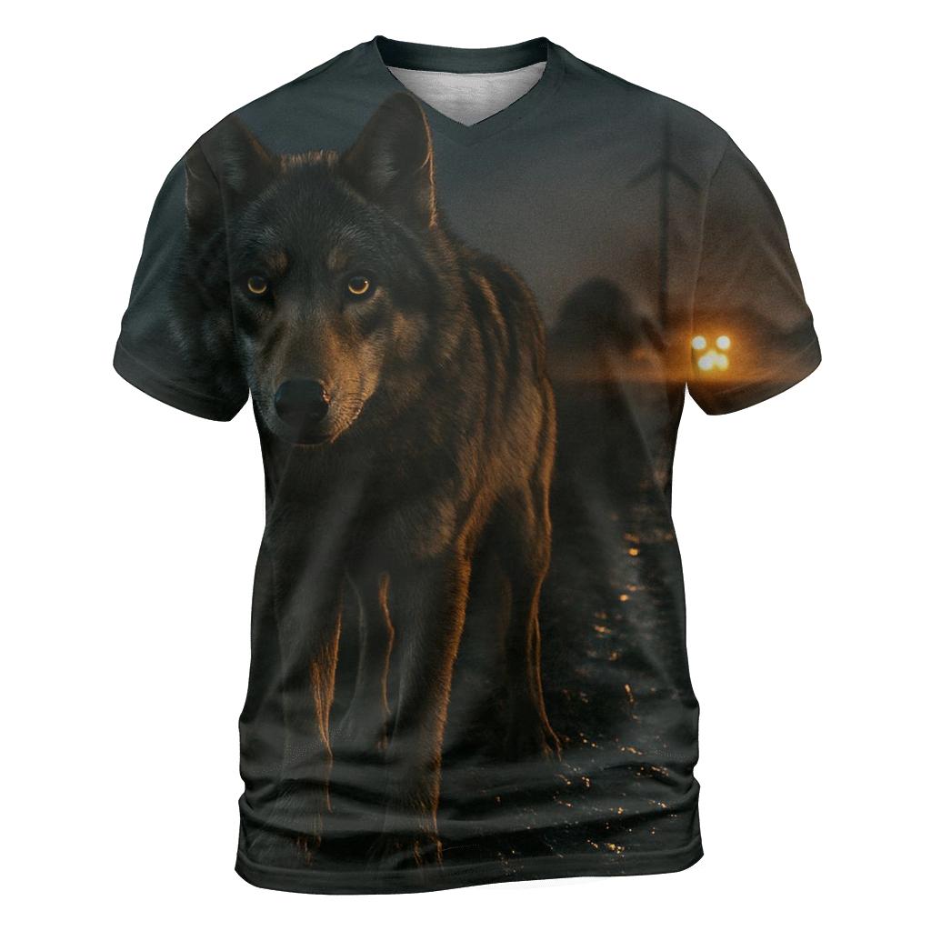 Farm Edge Wolf In Headlights Glow statement graphic shirts
