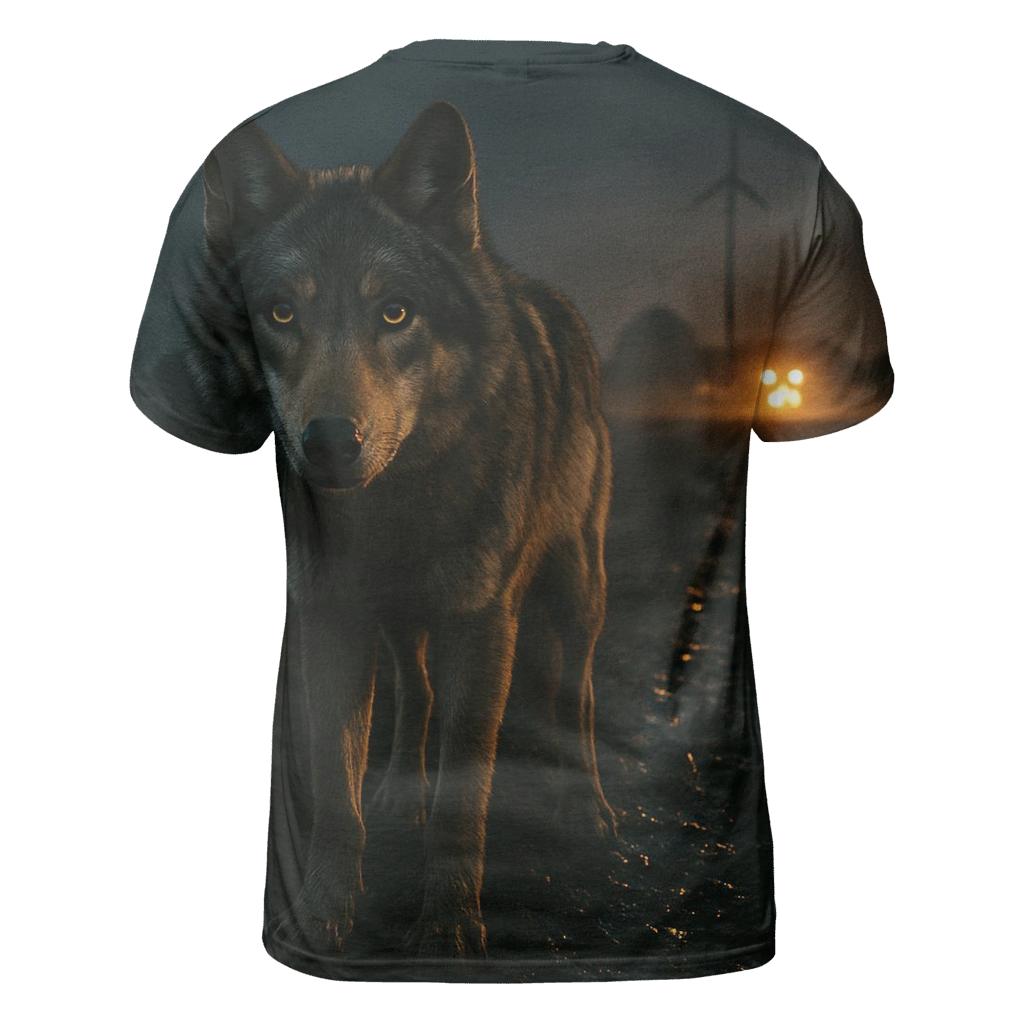 Farm Edge Wolf In Headlights Glow statement graphic shirts