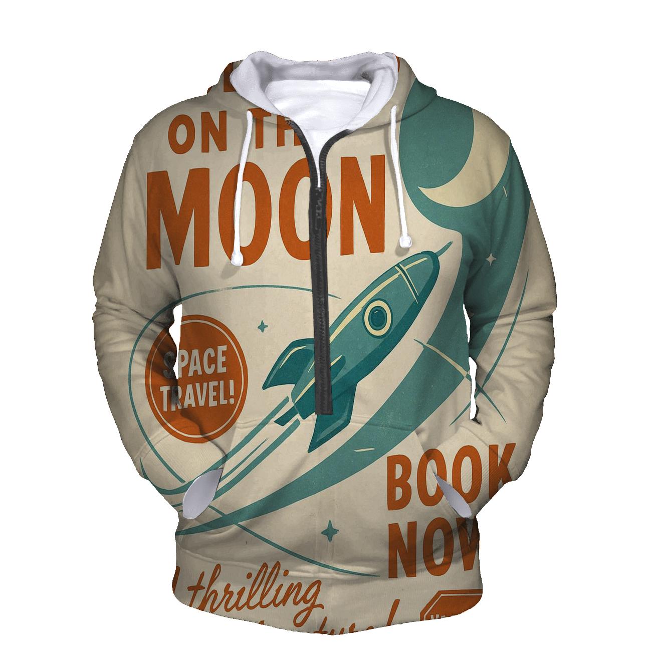 Retro Lunar Travel Agency Ad hoodie designs
