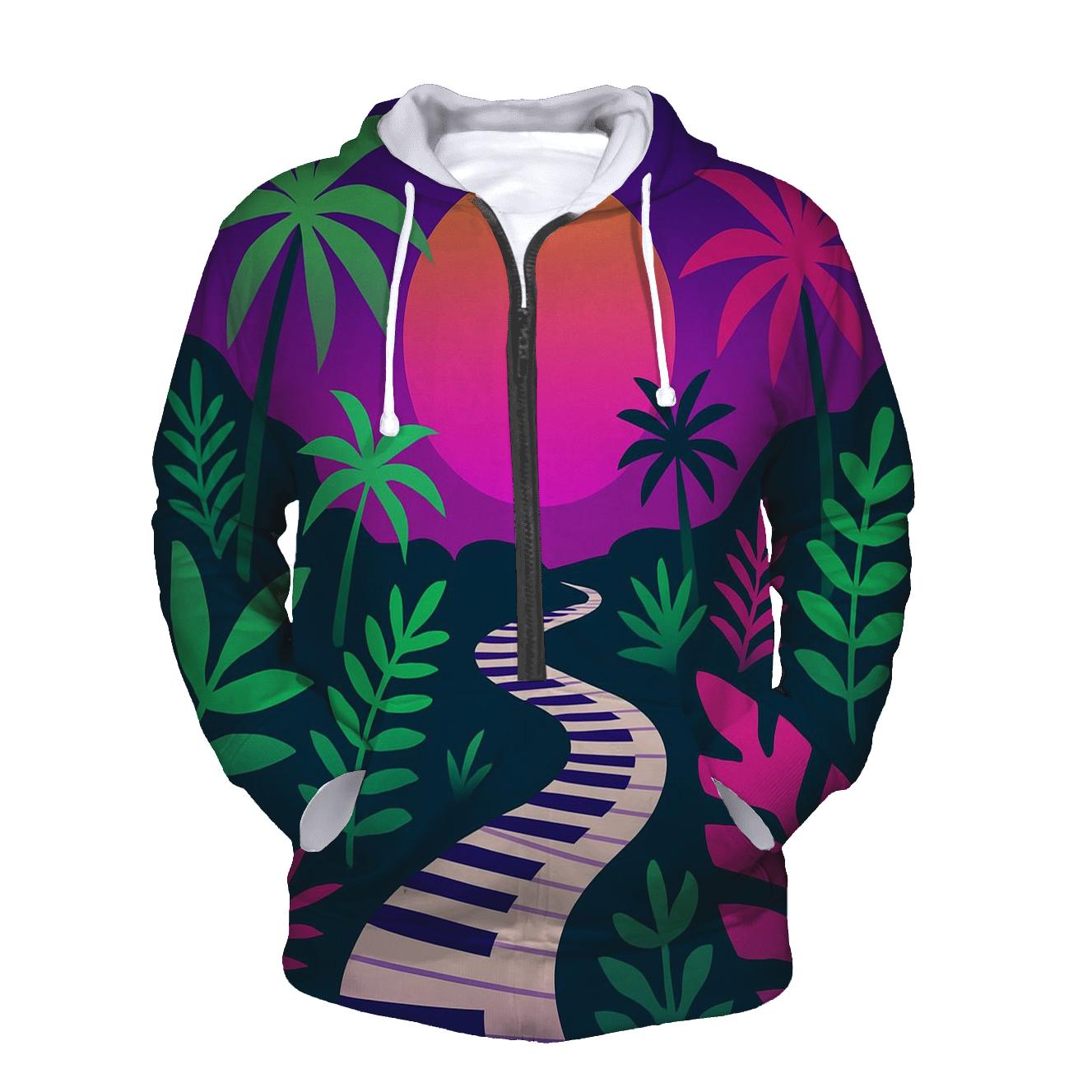 Retro Synth Jungle printed hoodies