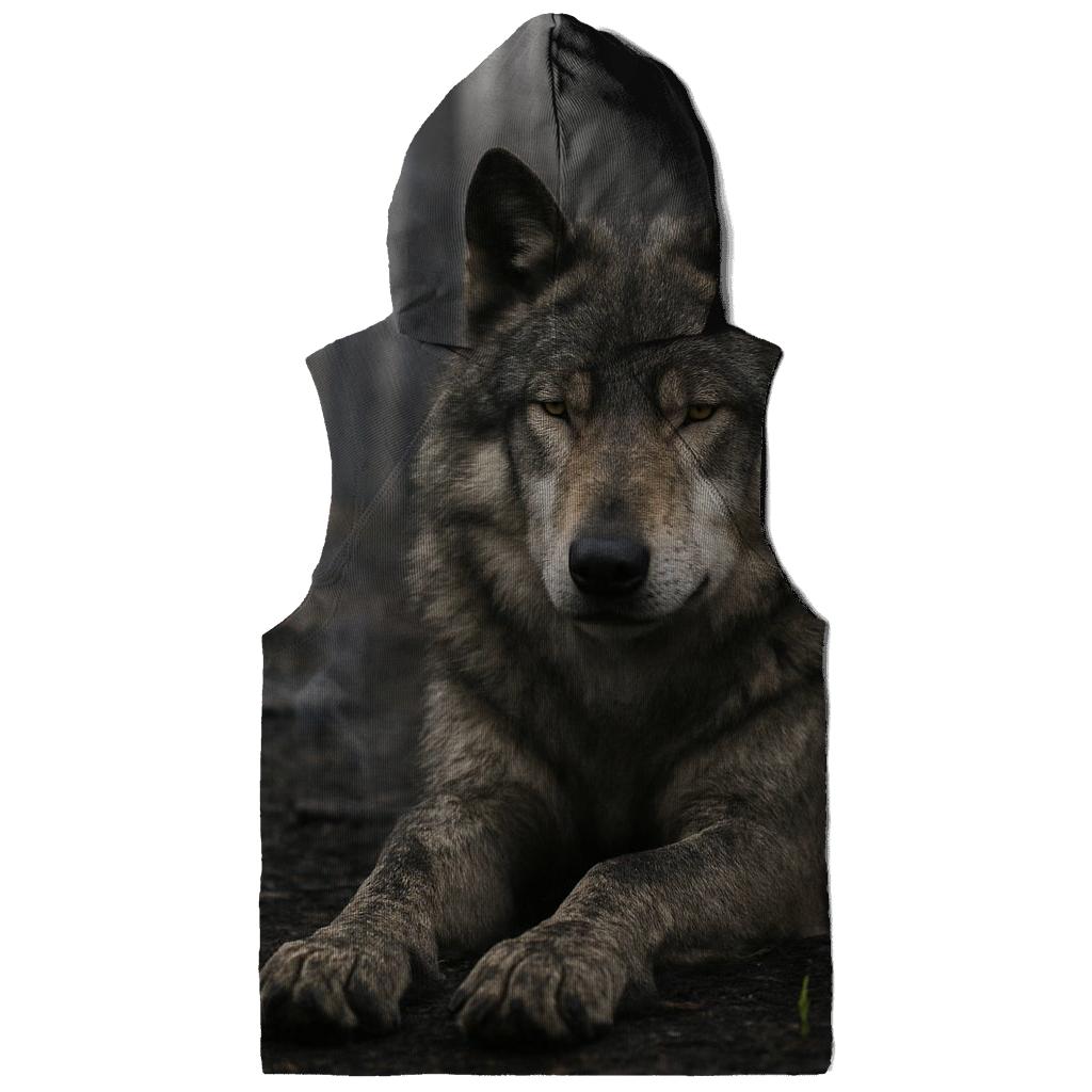 Resting Wolf On Charred Forest Floor lightweight hoodies