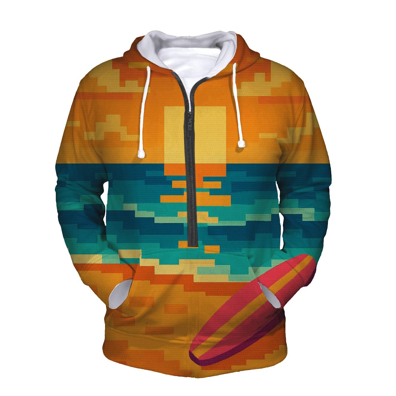 Pixel Surf Sunset custom hoodies