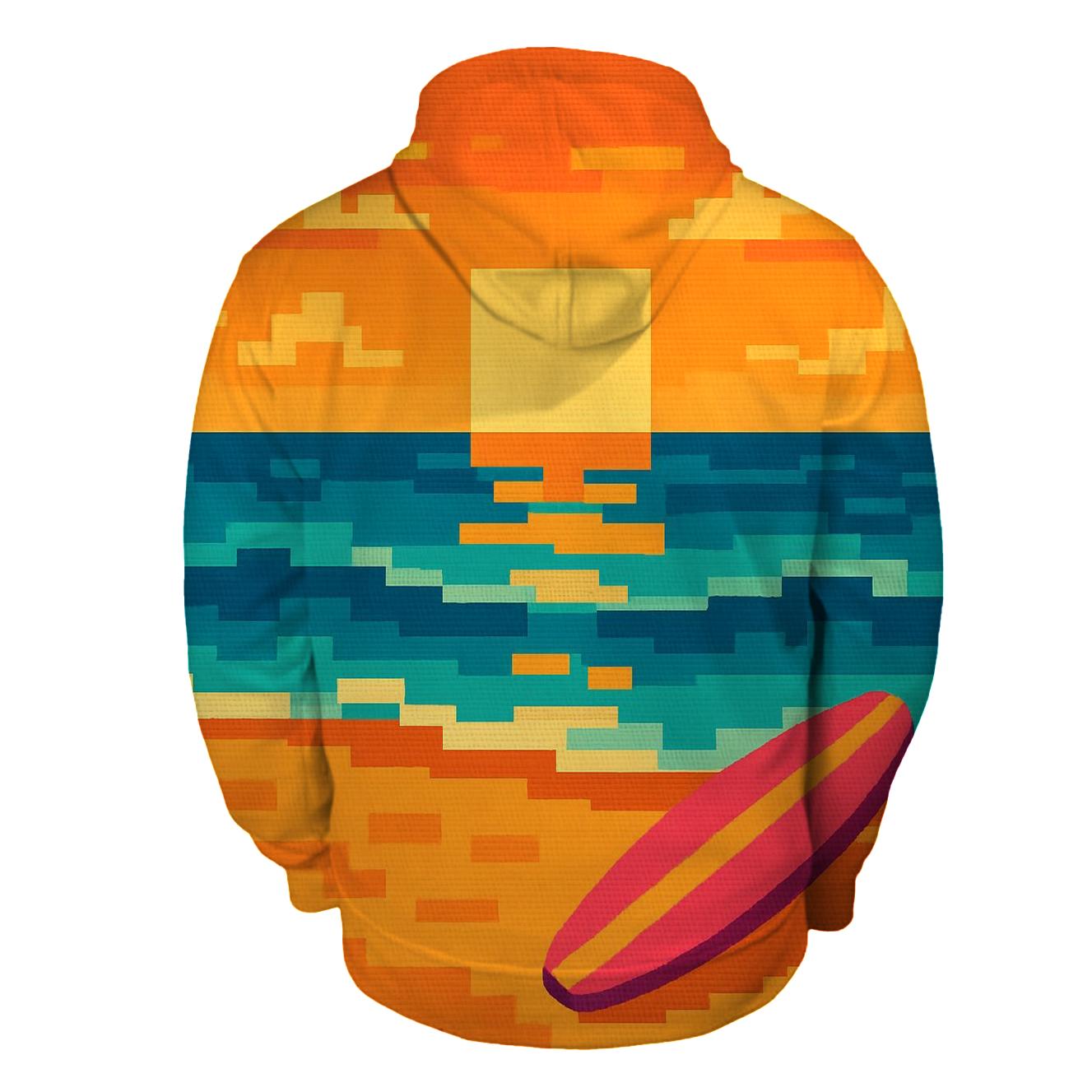 Pixel Surf Sunset custom hoodies