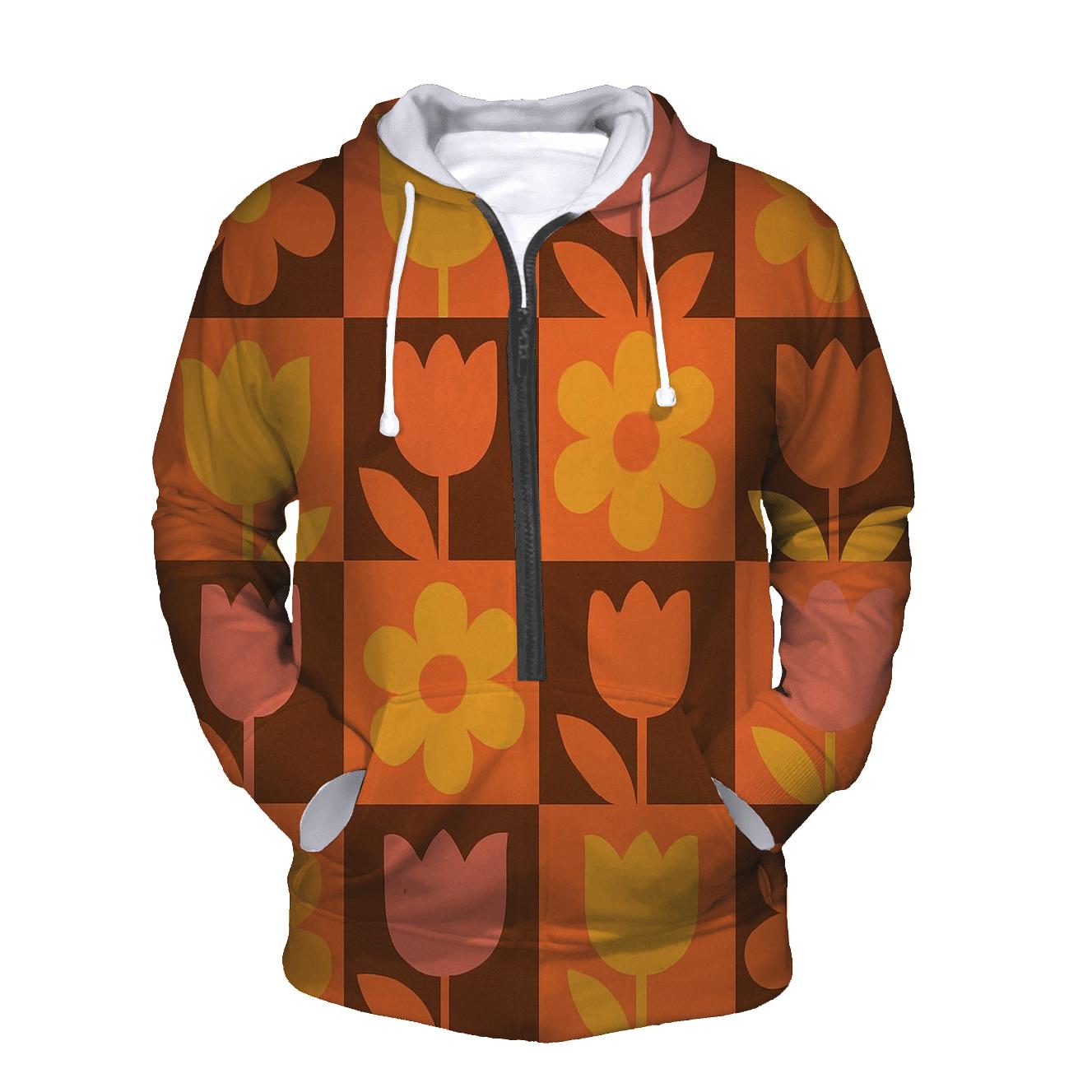 Funky Floral Checkerboard printed hoodies