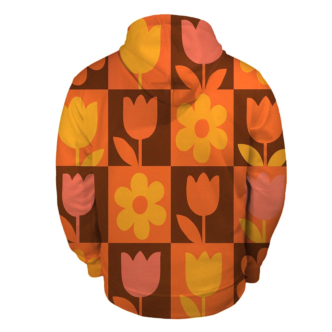 Funky Floral Checkerboard printed hoodies