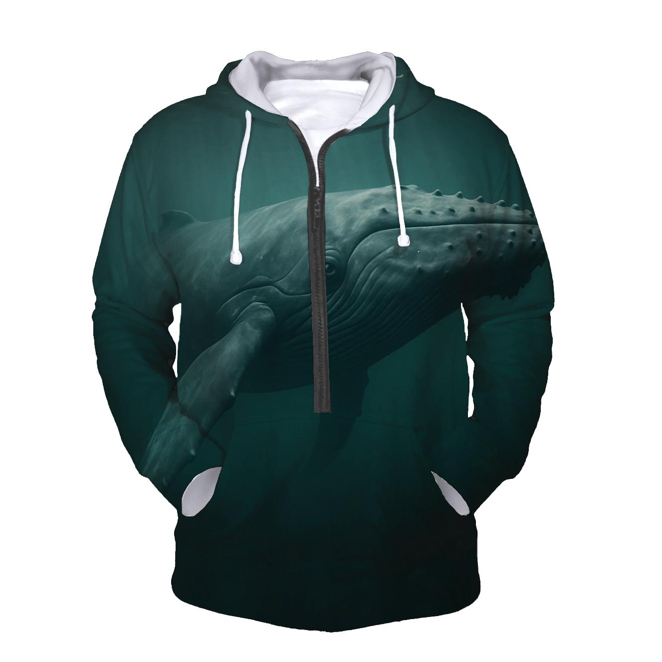 Humpback Whale Beneath Kelp Canopy printed hoodies