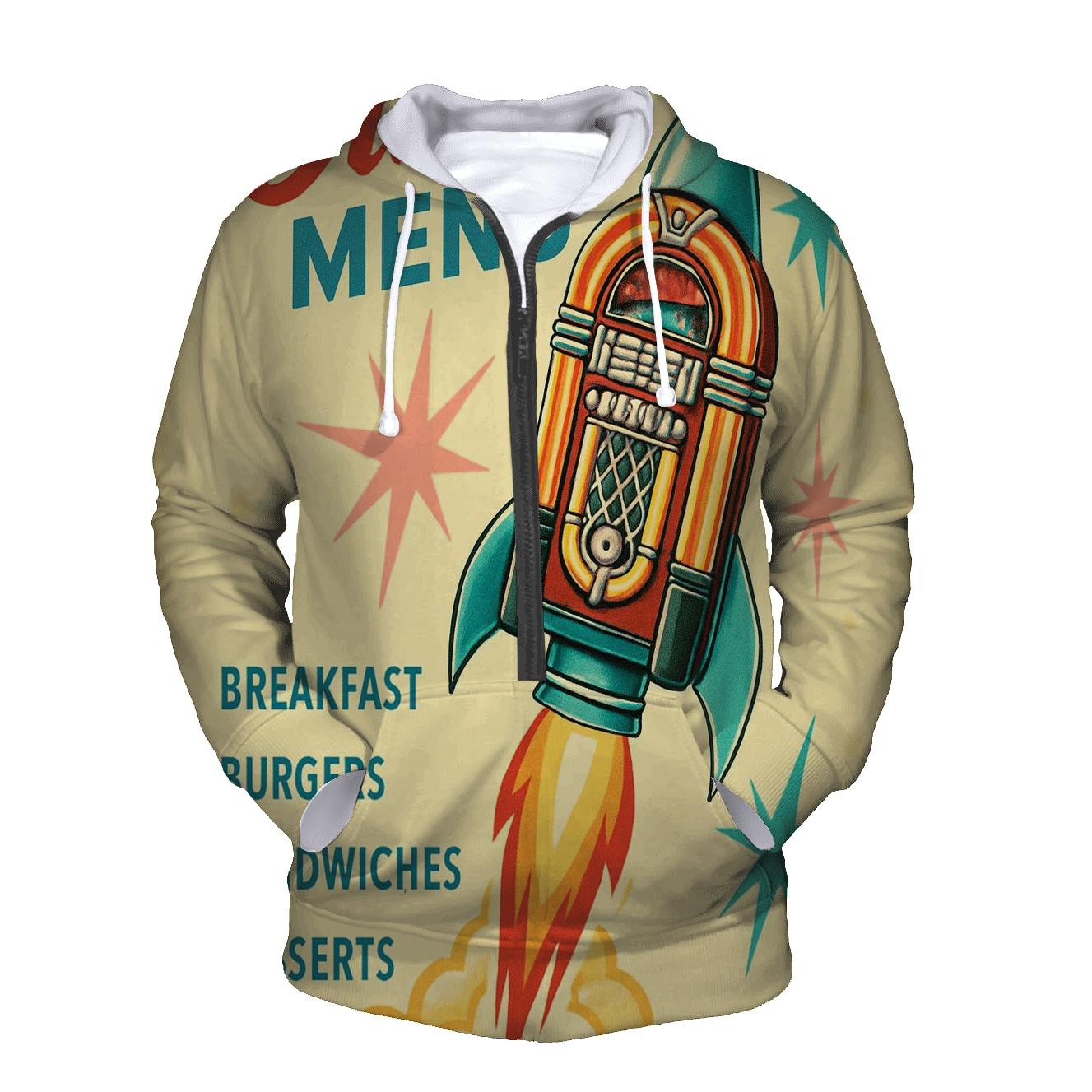 Mid Century Rocket Diner Menu Cover lightweight hoodies
