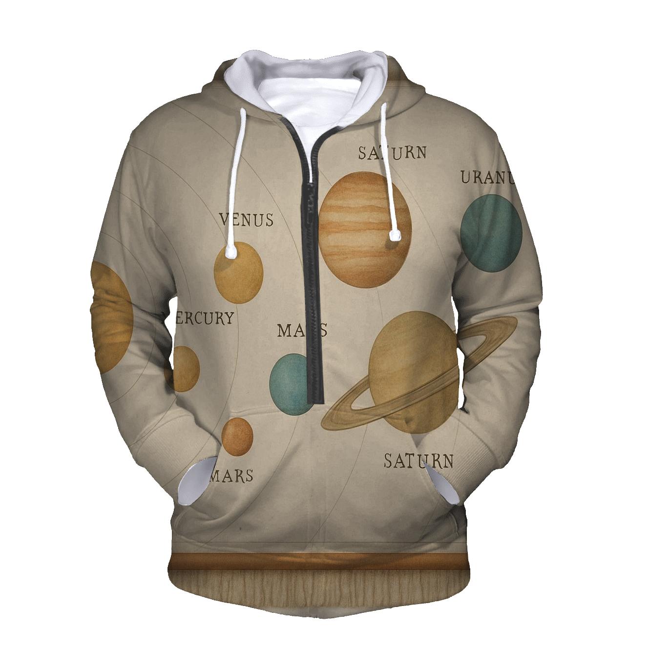 Retro Classroom Solar System Chart lightweight hoodies