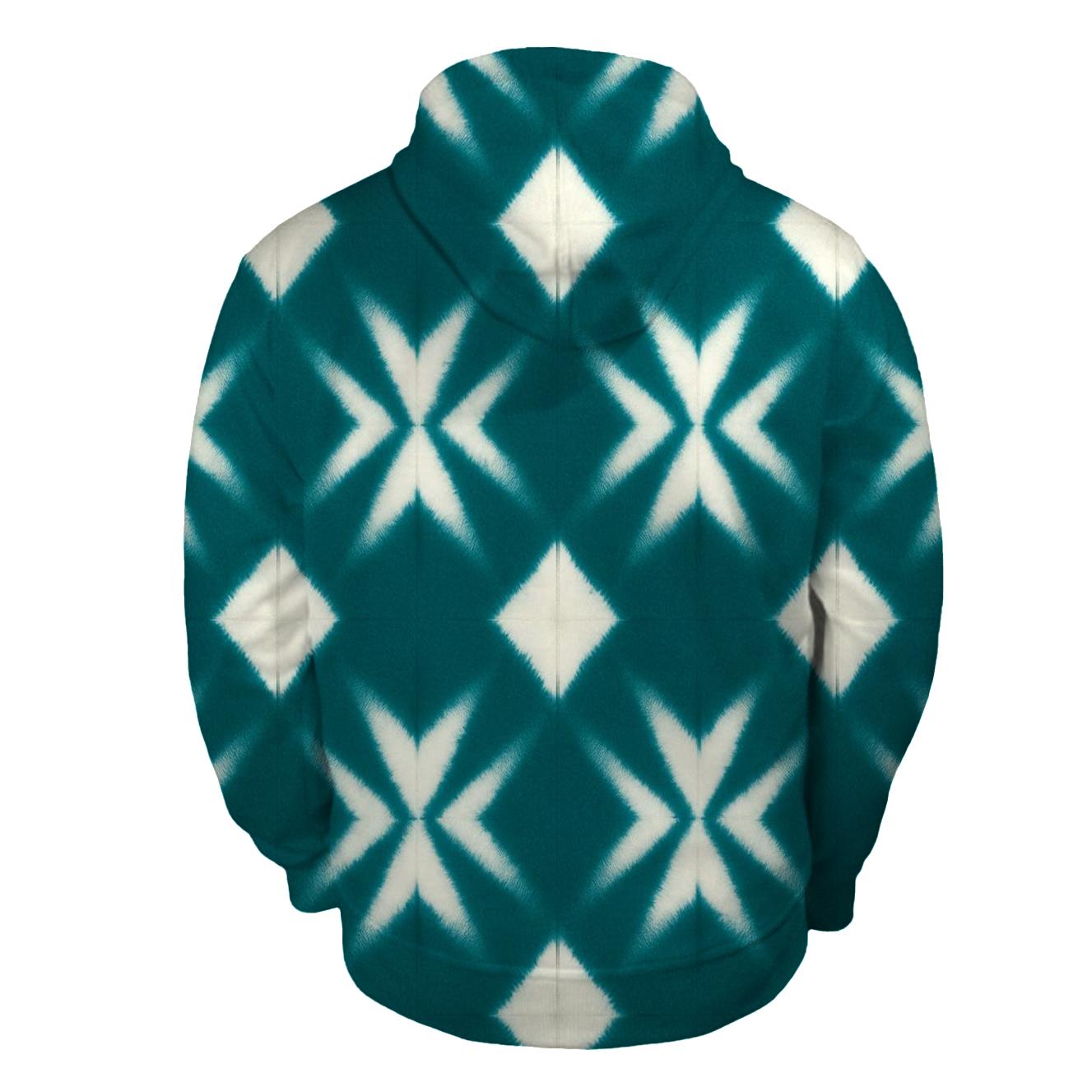 Teal Itajime Diamond Grid graphic hoodies