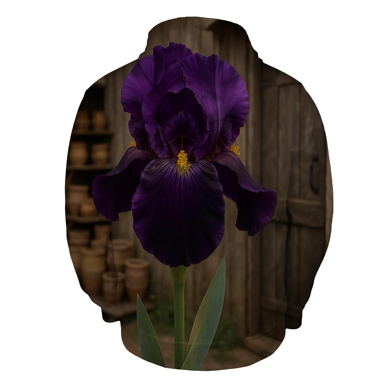 Iris Beside Traditional Potters Shed heavyweight hoodies
