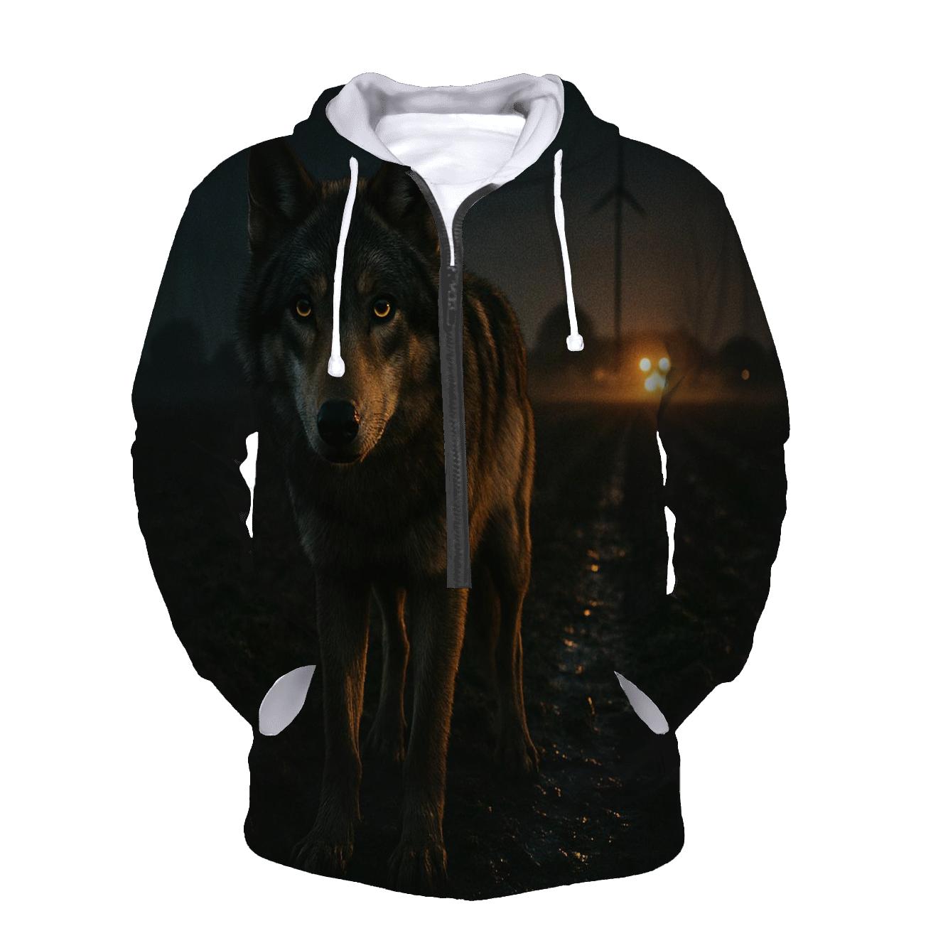 Farm Edge Wolf In Headlights Glow hoodie designs